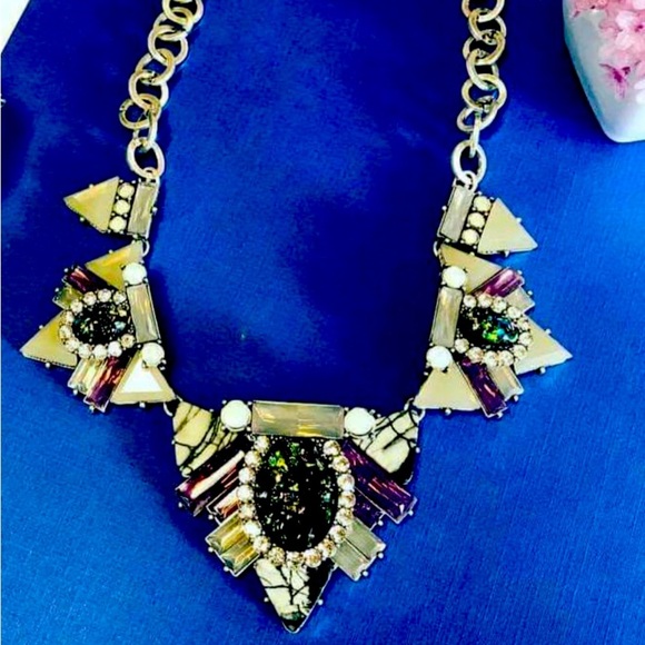 Park Lane Demi Statement Necklace Fiery Green “Opal” Amethyst, Mother of Pearl - Picture 10 of 15